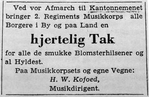 Annonce fra Sønderborg 1942 i forbindelse med flytningen til Fyn.